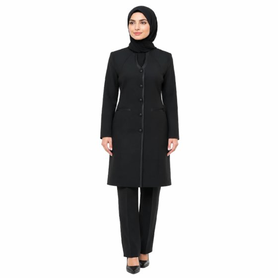 اداری مانتو شلوار بزایاق مغزی ساتن کد 2094