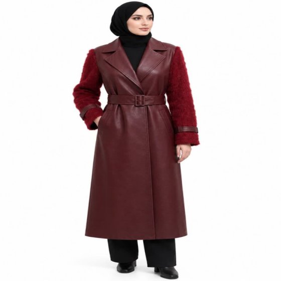 کت چرم بلند آستین پوست4014