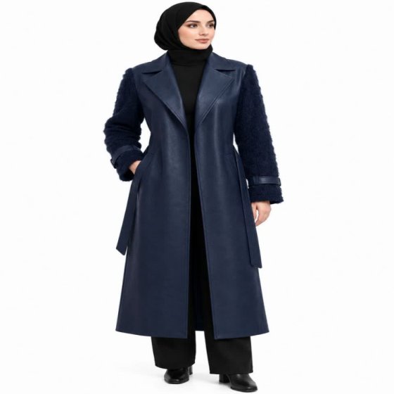 کت چرم بلند آستین پوست4014