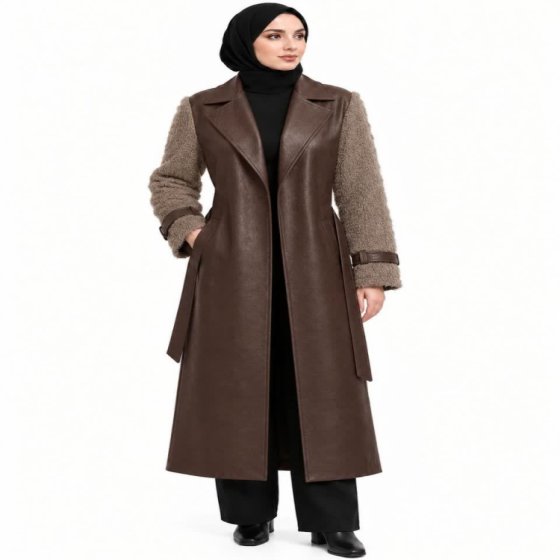 کت چرم بلند آستین پوست4014